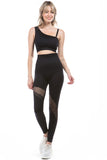 Asymmetric Shoulder Mesh Seamless Activewear Set