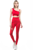 Asymmetric Shoulder Mesh Seamless Activewear Set